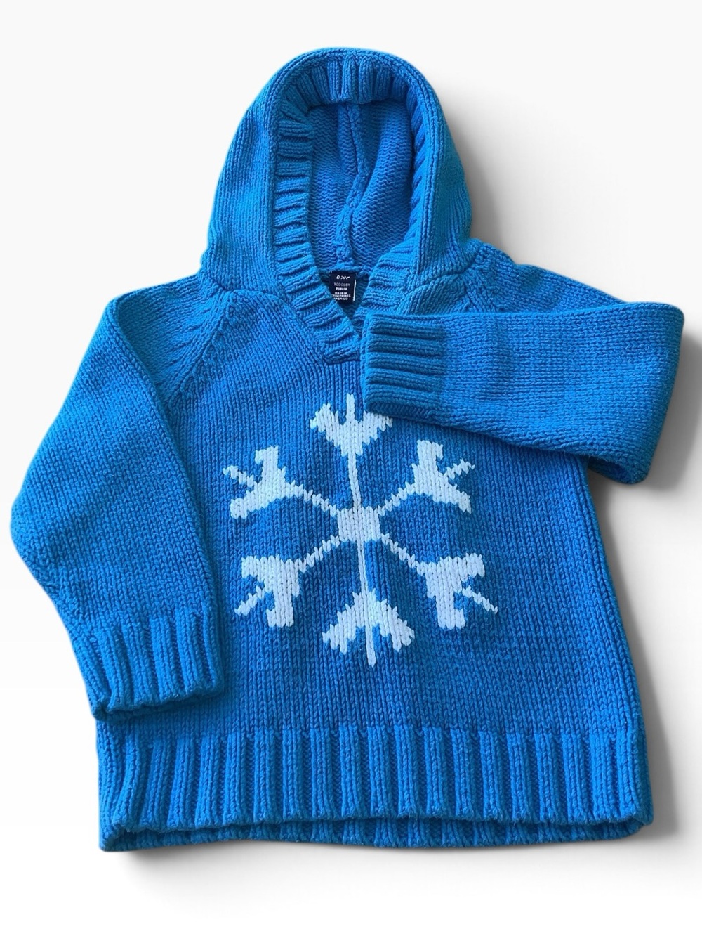 Vintage Baby Gap Toddler 3 Years Blue Snowflake Hooded Sweater Y2K Holiday
